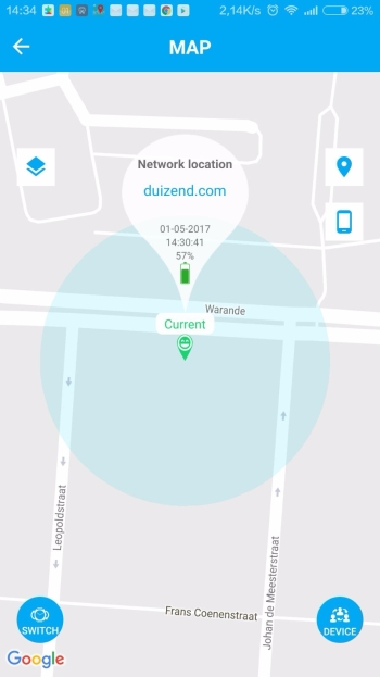 gps horloge tracker Wifi positie met setracker app