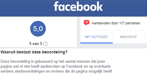 vijf sterren recensies facebook met honderden klanten beoordelingen duizend.com