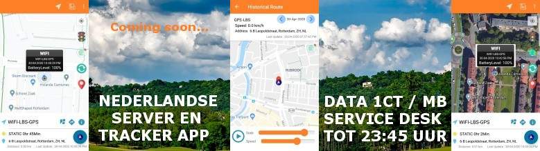 Nederlandse server en app voor GPS tracking in heel Europa voor 1 ct per MB. De juiste keuze!